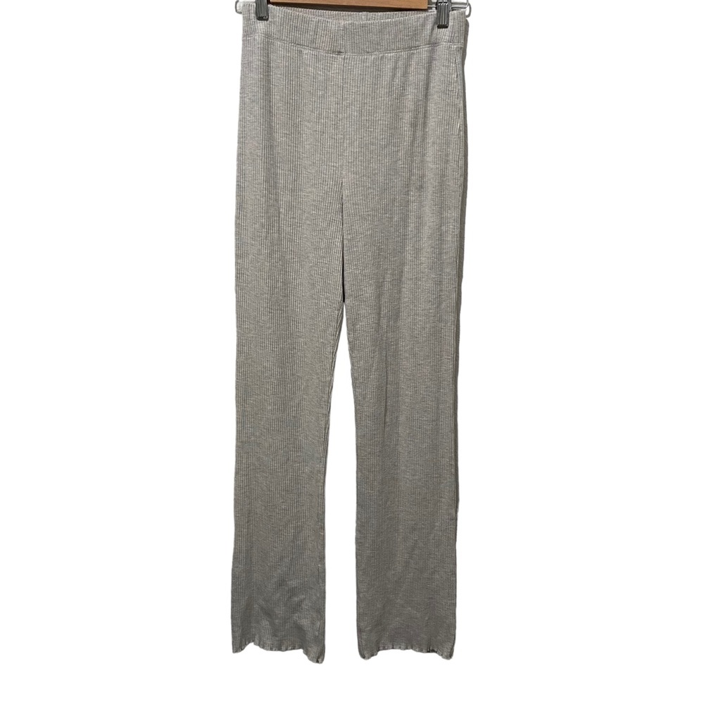 Reformation The Stone Pant Ribbed High Rise Crop Straight Leg Pull On oatmeal - Picture 2 of 11